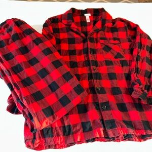 WONDERSHOP Women's Red/Black Plaid Button-Up Long Sleeve Pajama Top & bottom xl